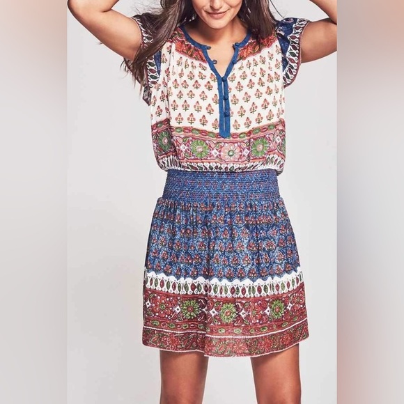 Boho Western Faherty Bemini Smocked Dress EUC Size S - Picture 5 of 13